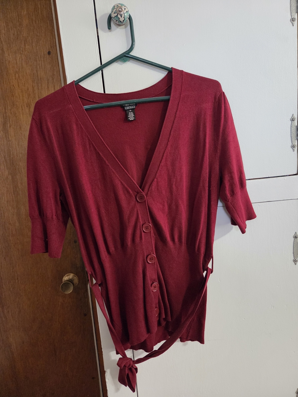 Maurices Button-Front Elbow-Sleeve Top